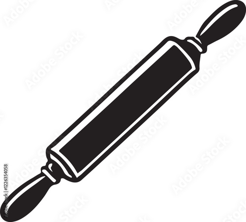 Rolling Pin Icon Silhouette Vector In White Background 