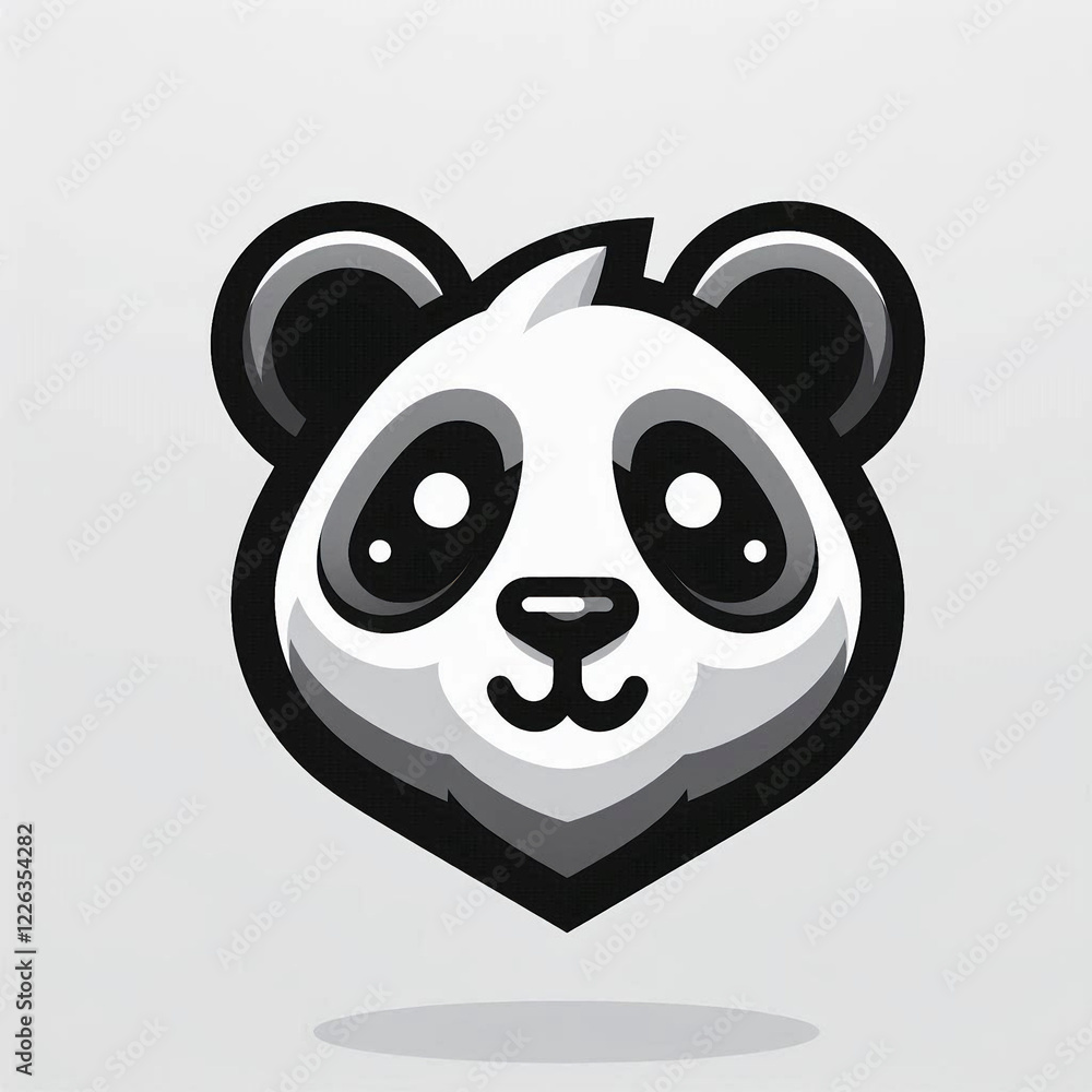 Panda logo with bold design and 3D effect, Panda logo with bold design and 3D effect,