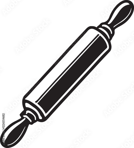 Rolling Pin Icon Silhouette Vector In White Background 
