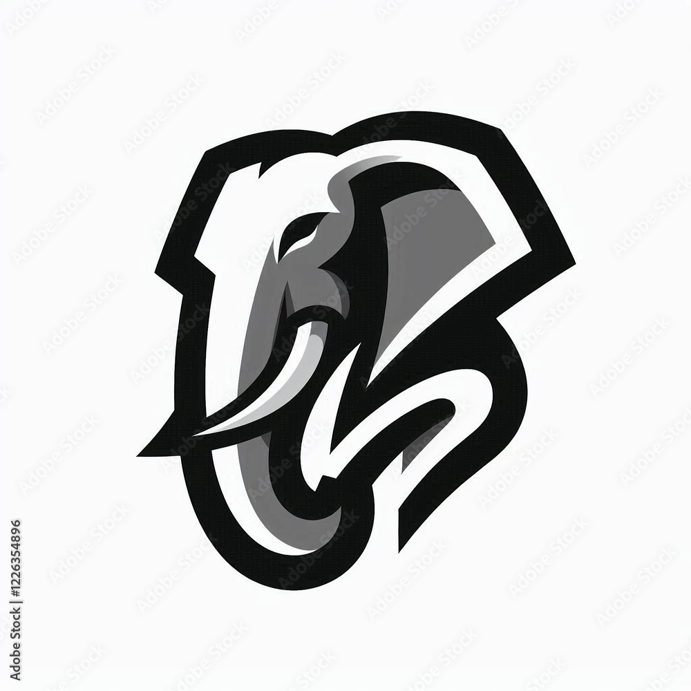 Bold style elephant logo with 3D effect, Bold style elephant logo with 3D effect,