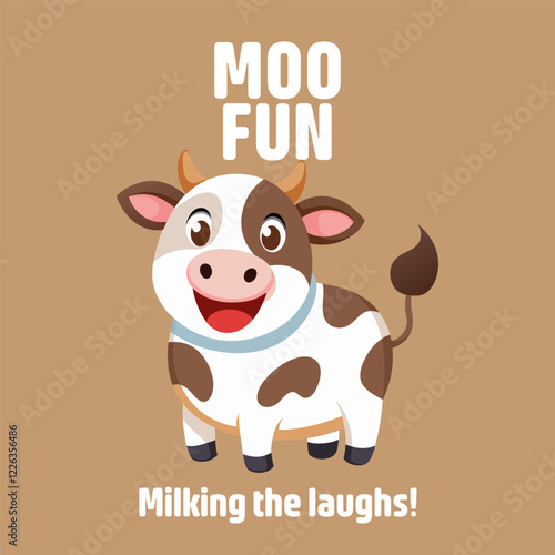 Moo fun illustration, suitable for mascot, t-shirt design