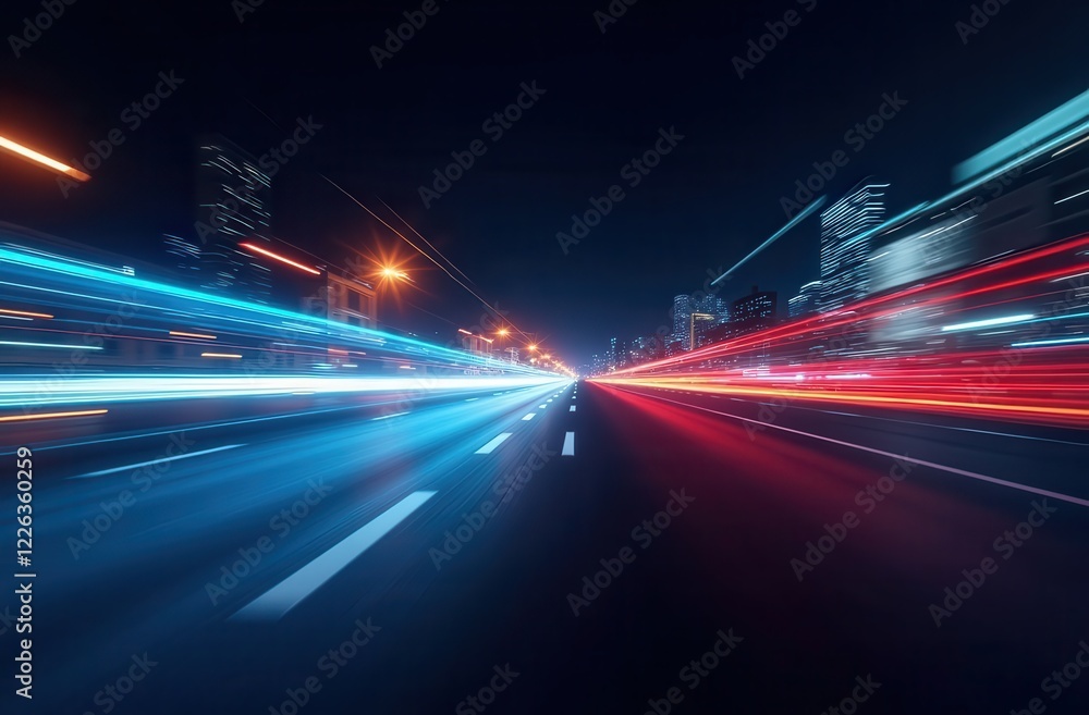 A digital representation of two streams of glowing blue and red light racing towards each other, symbolizing the high-speed data transfer and technology advancement concept. The dynamic and vibrant li A digital representation of two streams of glowing blue and red light racing towards each other, symbolizing the high-speed data transfer and technology advancement concept. The dynamic and vibrant li