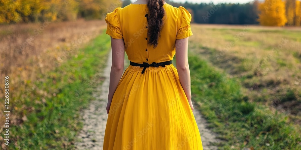 woman wearing yellow amish dress woman wearing yellow amish dress