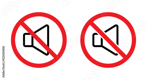 No noise area sign. Sound prohibition symbol. Audio speaker forbidden icon