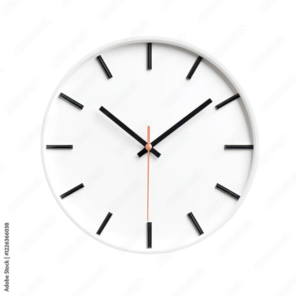 Modern wall clock showcasing minimalist design. transparent background Modern wall clock showcasing minimalist design. transparent background