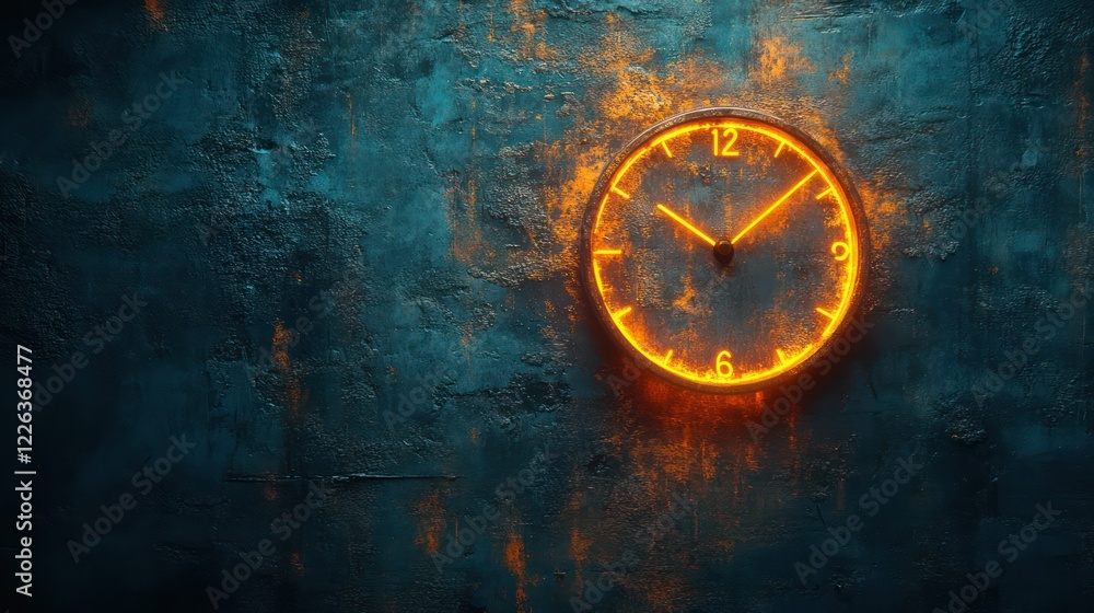 custom made wallpaper toronto digitalGlowing Rusty Clock on a Dark Teal Wall