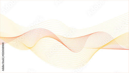 Abstract wave pattern with red and orange flowing lines on white background, Abstract dynamic color lines, waves. Vector geometric backgrounds.