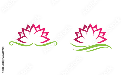 Beauty lotus flower Salon Cosmetic skincare vector icon design template 