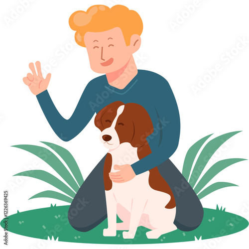 Brittany dog with owner