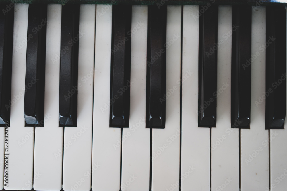 Piano Keys view from above, musical instrument Piano Keys view from above, musical instrument