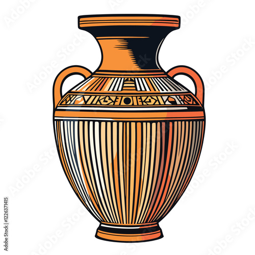 an ancient vase with a pattern on it