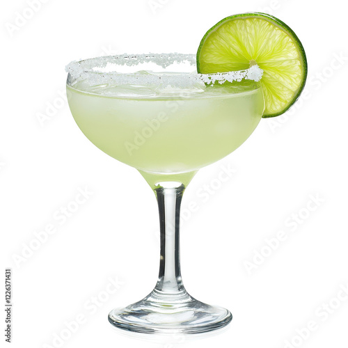 Refreshing margarita with lime garnish. transparent background