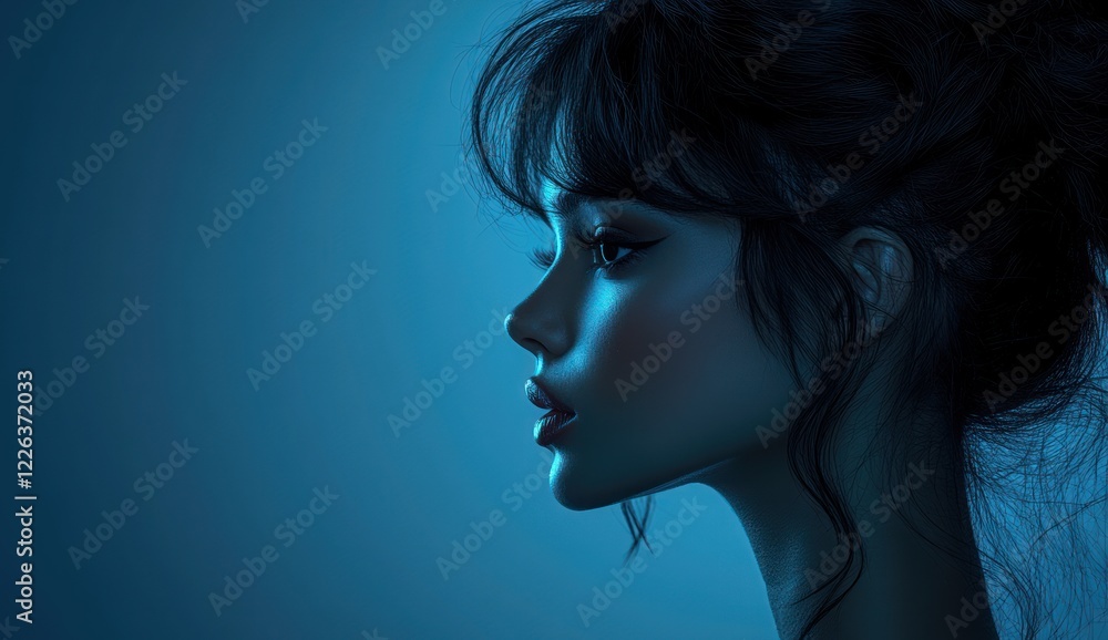 Serious Gaze Girl Profile Minimalist Portrait Flat Design Serious Gaze Girl Profile Minimalist Portrait Flat Design