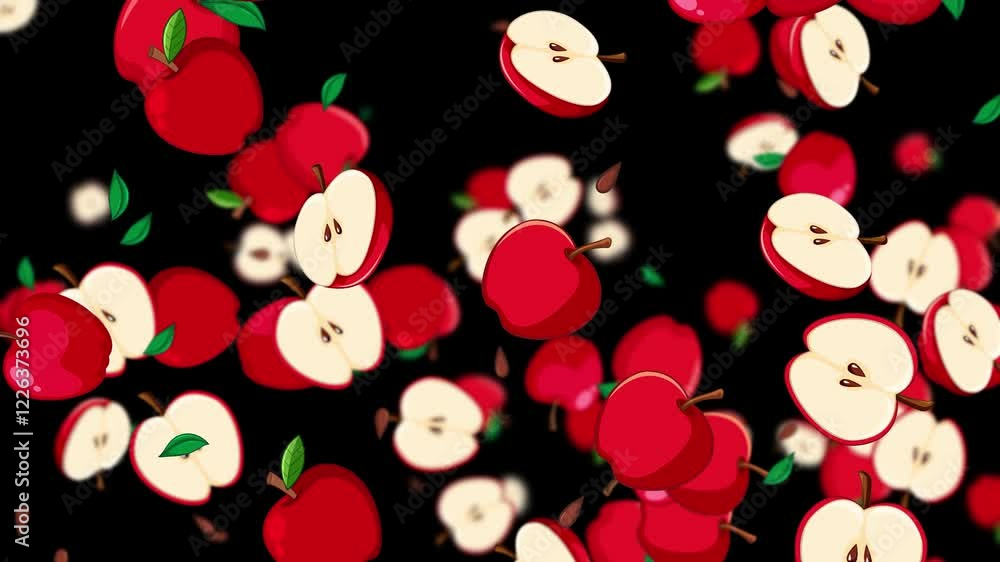 Raining Apples on Black Background Raining Apples on Black Background