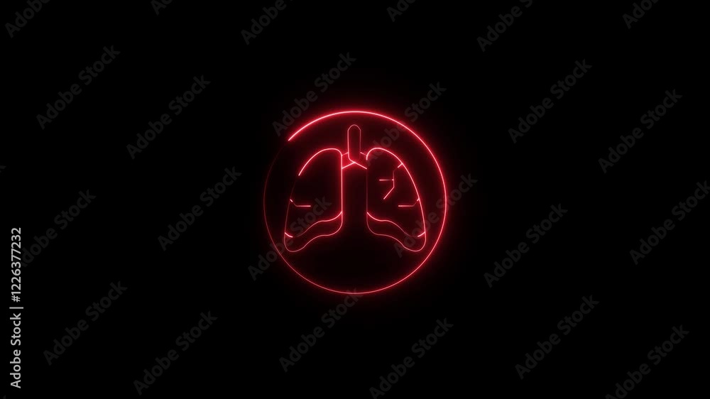 The appearance of the neon glowing symbol lungs. neon human Lung and kidney icon animation. Glowing neon line Virus cells in lung icon isolated on black background. The appearance of the neon glowing symbol lungs. neon human Lung and kidney icon animation. Glowing neon line Virus cells in lung icon isolated on black background.