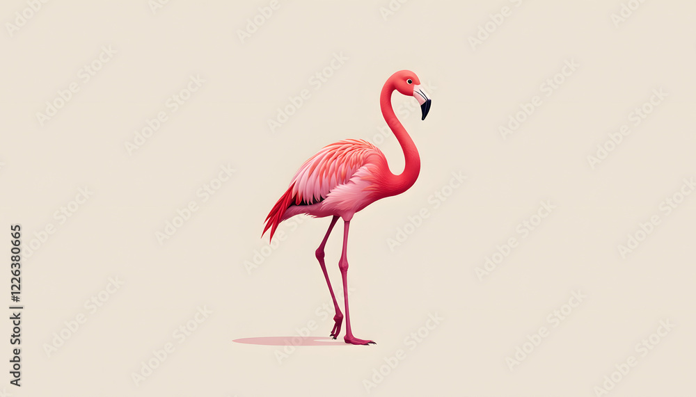 Fototapeta premium Minimalist Flamingo Portrait