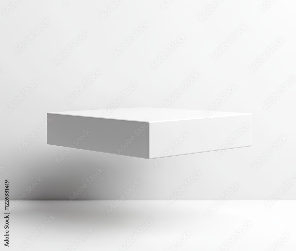 Floating white cube on white background. Floating white cube on white background.