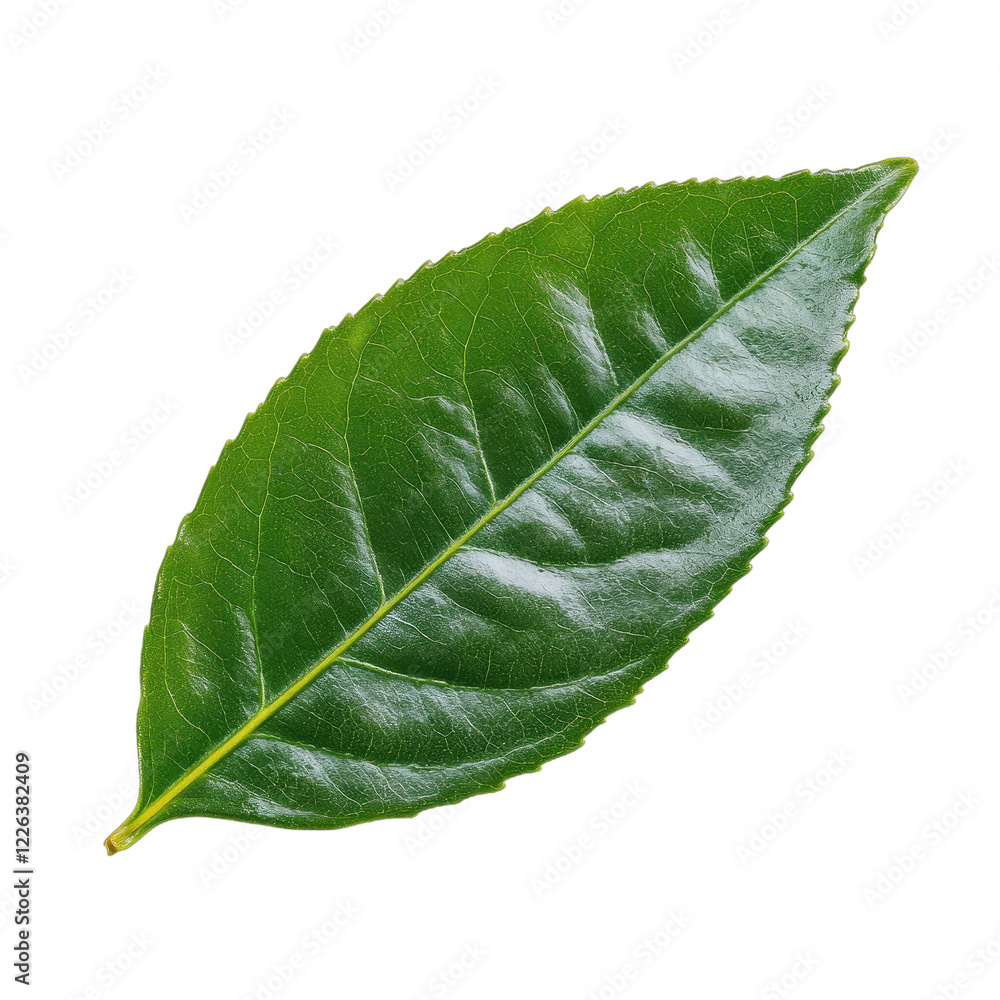Obraz premium Vibrant green leaf with rich texture. transparent background