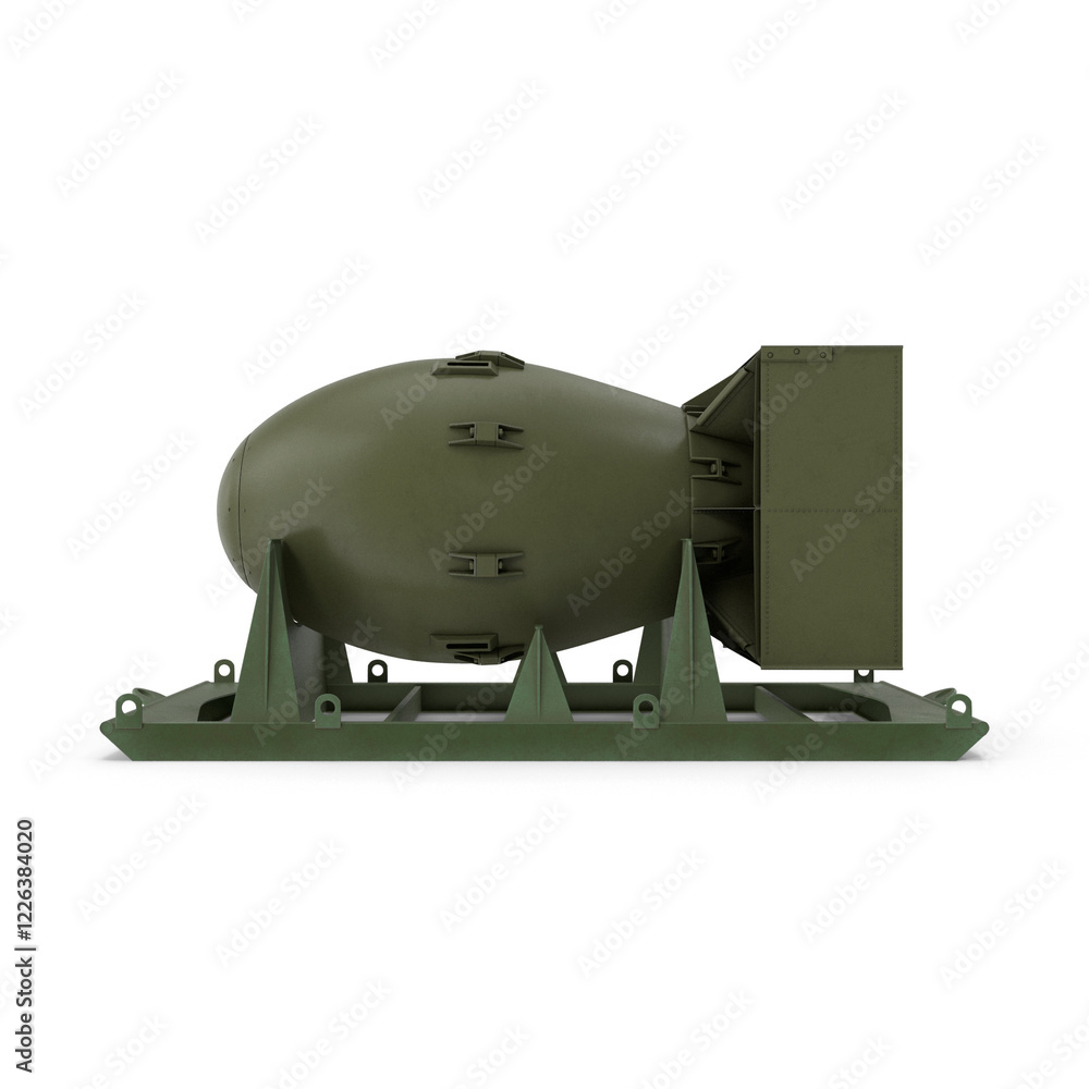 Naklejka premium 3D realistic PNG atomic nuclear bomb isolated on a white background. B 41 Nuclear weapon, Atomic rocket air bomb, Soviet Thermonuclear Bomb