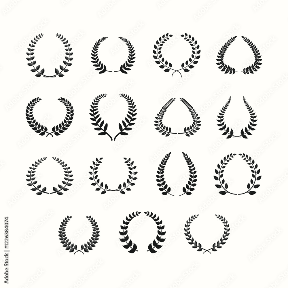 Laurel Wreath Silhouettes in Various Designs Laurel Wreath Silhouettes in Various Designs