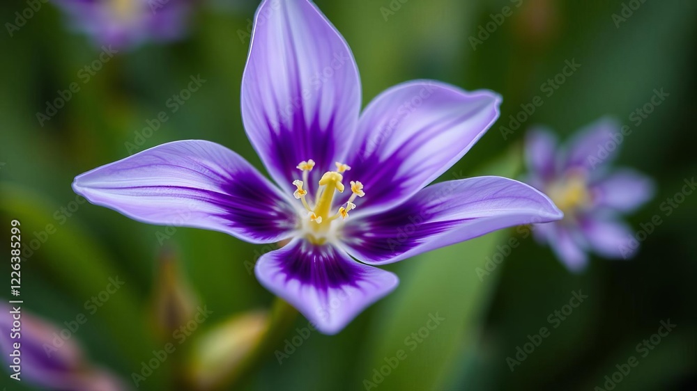Close up of a vibrant purple blooming flower with blurred background, nature, botanical, close-up Close up of a vibrant purple blooming flower with blurred background, nature, botanical, close-up