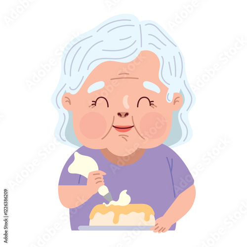 Grandmother preparing batter