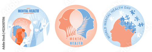 Illustration about Mental Health Awareness promoting well-being and emotional support.