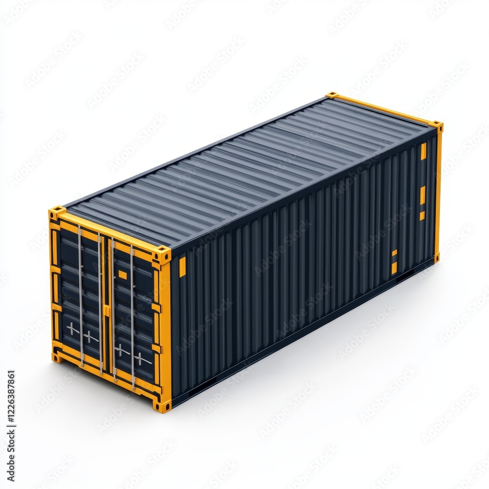 Dark blue cargo container isolated on white background. Dark blue cargo container isolated on white background.