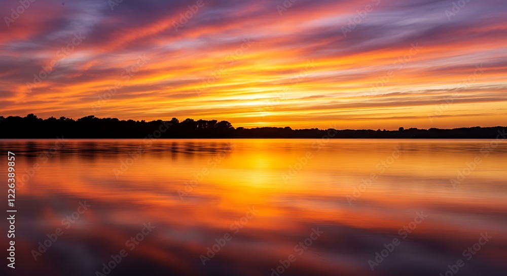 Obraz premium Stunning Sunset Lake Landscape Photography Print
