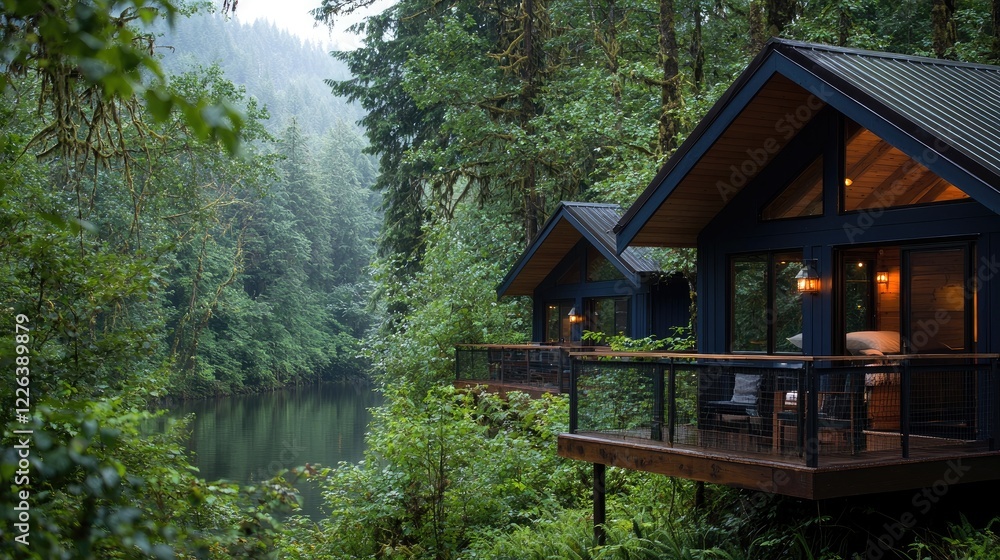 Riverfront Cabin Getaway Luxurious forest retreat
