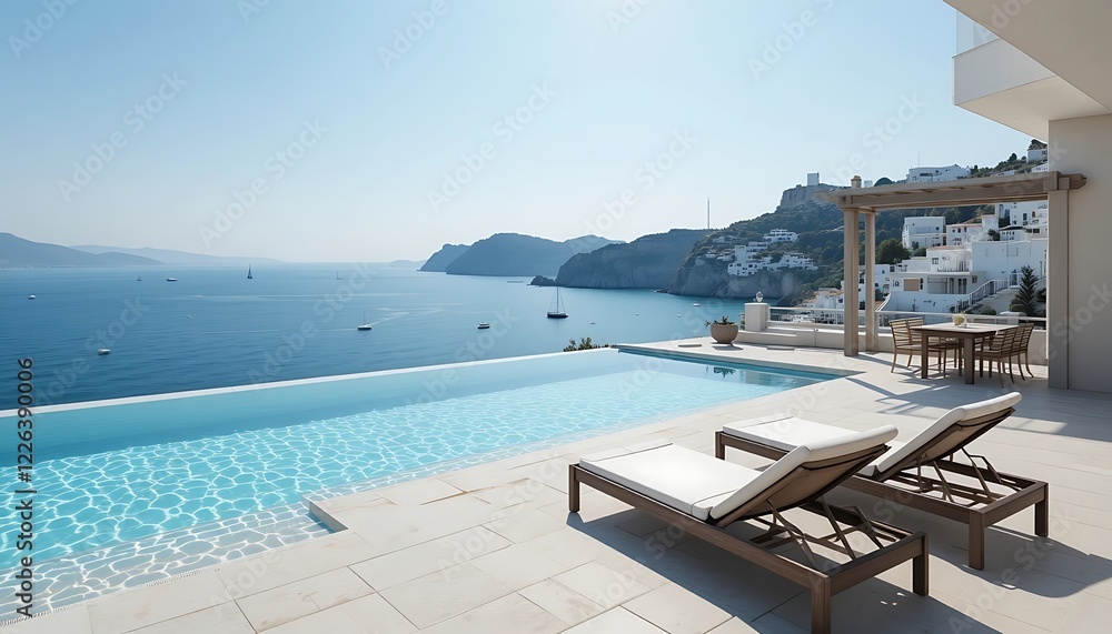 Fototapeta premium Luxury Infinity Pool Villa with Stunning Ocean View