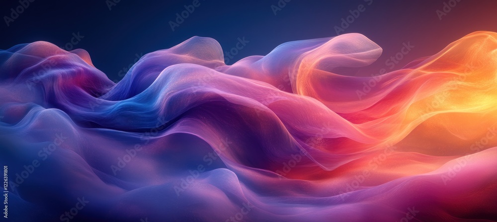 Obraz premium Vibrant Abstract Wave Design in Blue and Purple with Soft Lighting