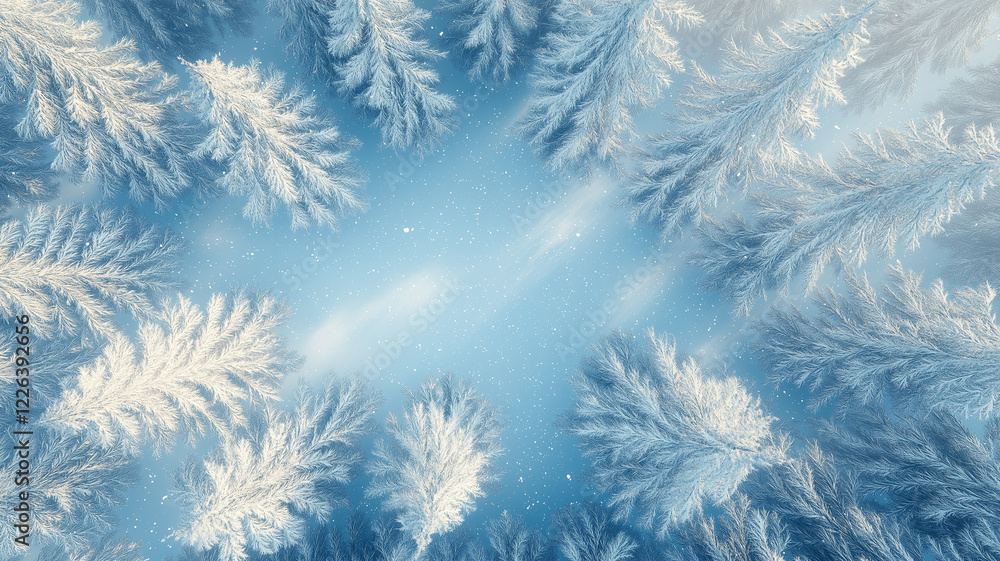 hyper realistic winter scene, snow falling, top view of canada forest in winter hyper realistic winter scene, snow falling, top view of canada forest in winter