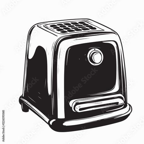 Toaster black silhouette vector art and illustration Images isolated on white background.