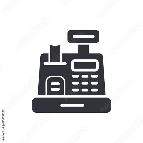 Cashier machine solid icons, minimalist vector illustration ,simple transparent graphic element .Isolated on white background