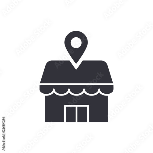 Store location solid icons, minimalist vector illustration ,simple transparent graphic element .Isolated on white background