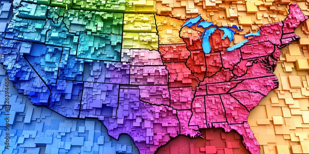 redistricting map of the united states of america - geography and geolocational politics redistricting map of the united states of america - geography and geolocational politics