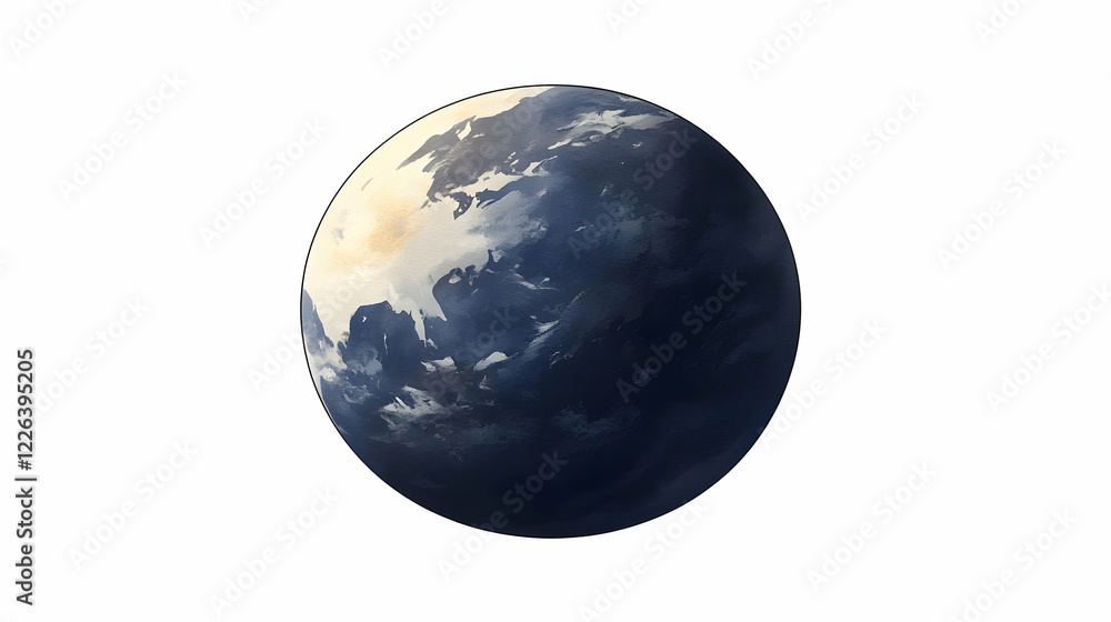 Naklejka premium Dark planet sunrise, space, illustration, background