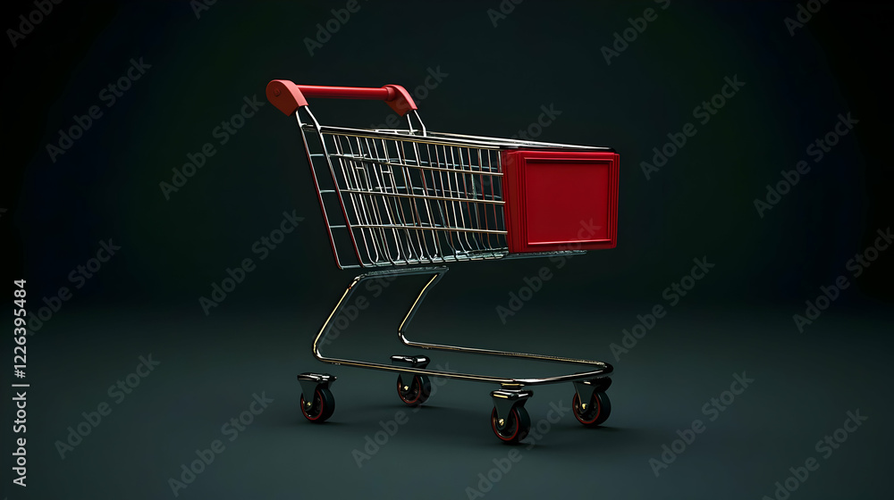 Empty shopping cart, dark background, online shopping concept Empty shopping cart, dark background, online shopping concept
