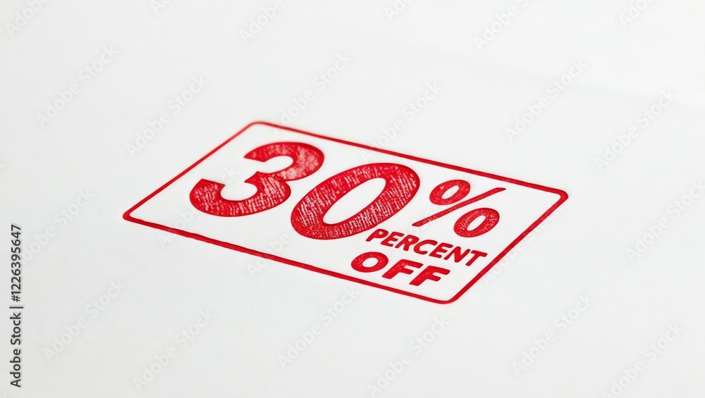 Red discount label showing 30% percent off on white isolated background, ideal for promoting sales and discounts in retail or e-commerce. Red discount label showing 30% percent off on white isolated background, ideal for promoting sales and discounts in retail or e-commerce.