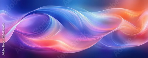 Surreal Landscape with Flowing Ribbons of Light and Ethereal Shadows in Soft Pastel Hues