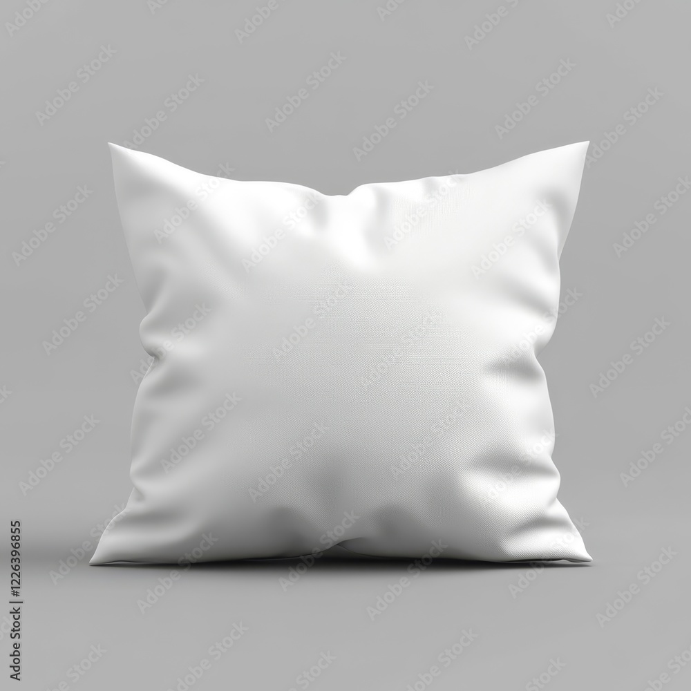Obraz premium Plain white square pillow on grey background. (2)