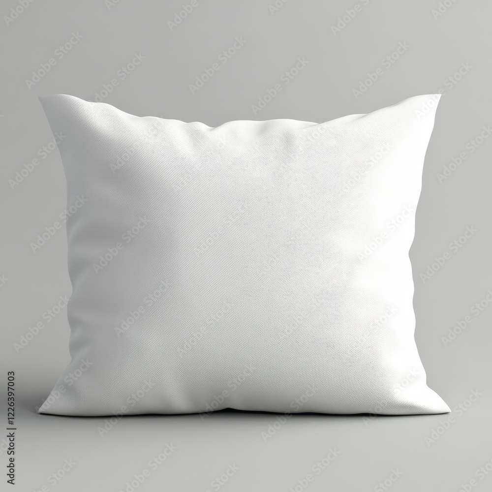 Plain white square cushion on grey background. Plain white square cushion on grey background.