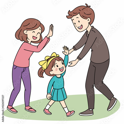 Happy Family High Five: Joyful Moments of Parental Bonding