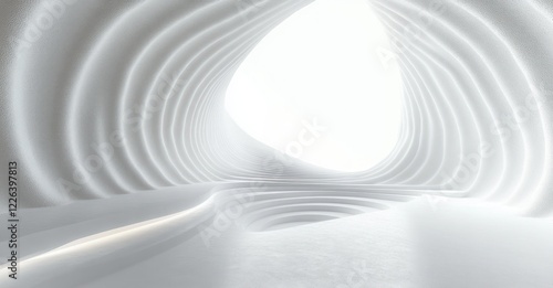 White Curved Abstract Background with Soft Light and Modern Texture