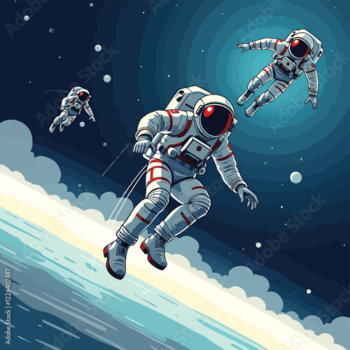 a man in a space suit is flying through the air