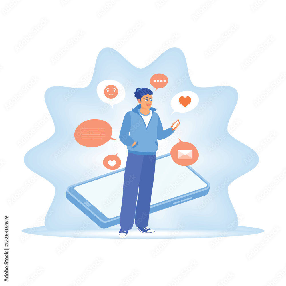 Youth interact with social media using mobile devices. Youth interact with social media using mobile devices.
