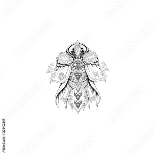 Wallpaper Mural hand drawn balck and white majestic fantasy cloak intricate armor plating Torontodigital.ca