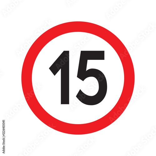 Speed limit 15 traffic sign. Restriction symbol for car drivers. Road speed limit maximum 15 kmh or mph isolated on white background. Vector illustration. Free Download Speed limit 15 traffic sign. Restriction symbol for car drivers. Road speed limit maximum 15 kmh or mph isolated on white background. Vector illustration. - GFXLoad