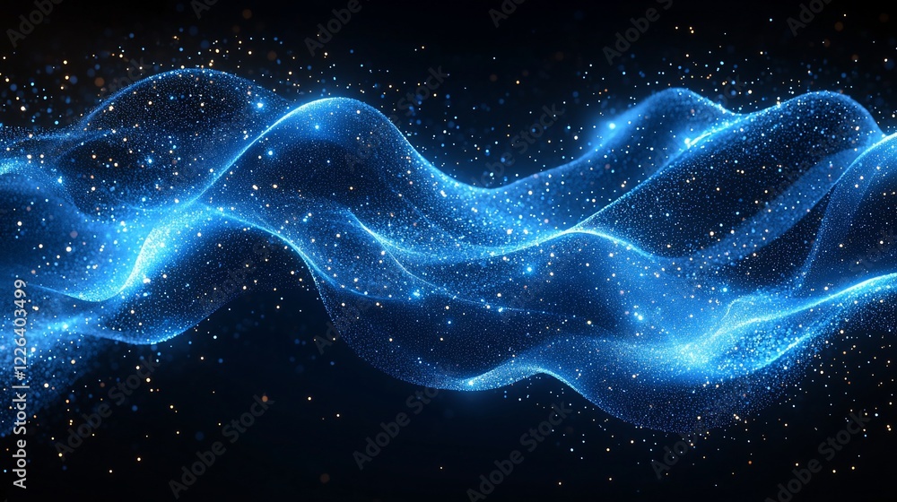 Abstract Blue Energy Wave: Glowing Particles in Motion Abstract Blue Energy Wave: Glowing Particles in Motion